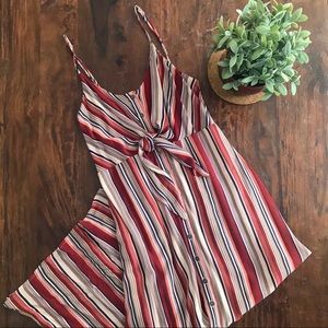 Multi Color Maxi Dress w/ Tie Front